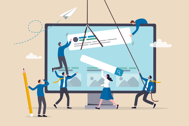 computer screen moving sections